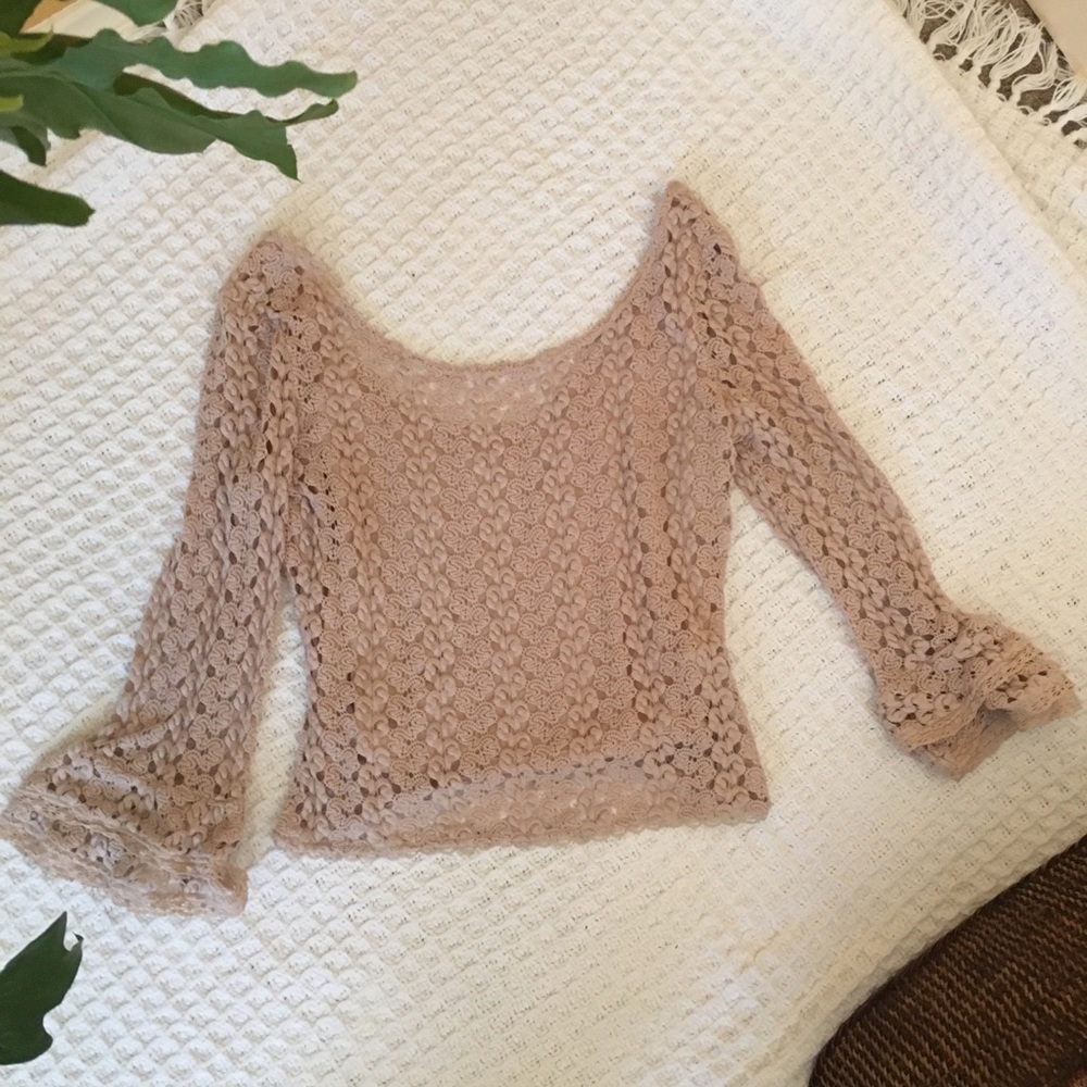 Beige Crochet Style Free People Crop Top